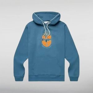Cotopaxi Blue Hoodie with Orange Graphic